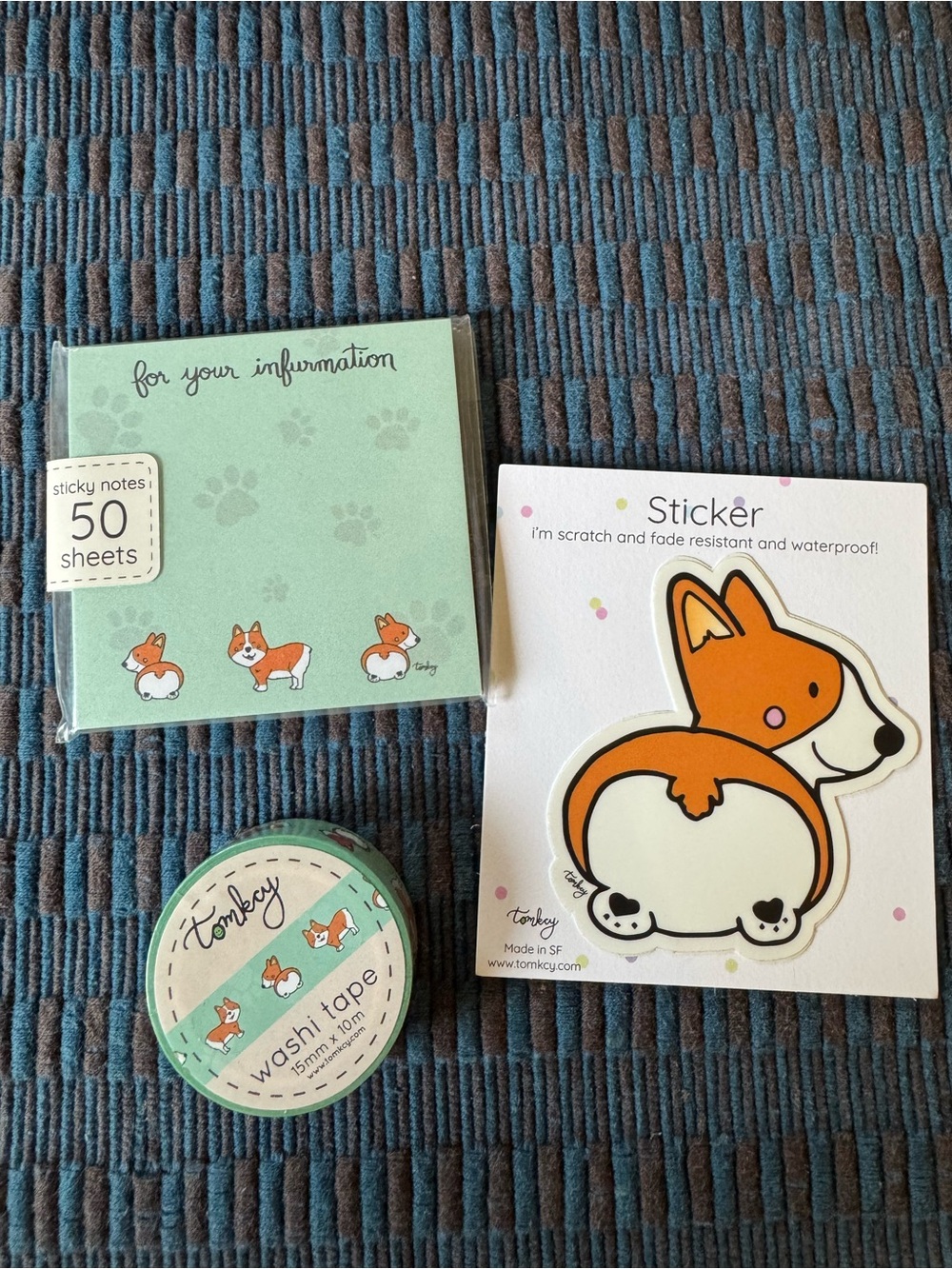 4for$40Corgi Sticker, Sticky notes & Washi Tape Gift Set -3 pieces